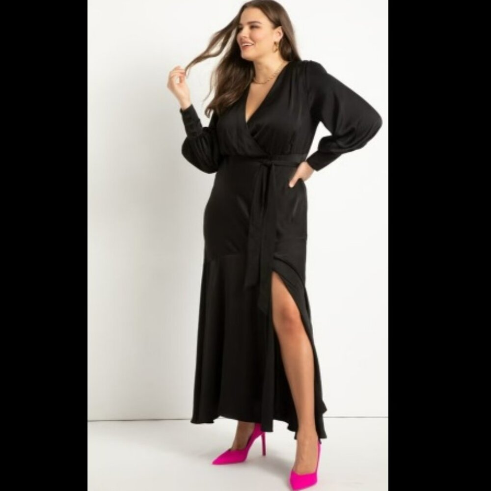 Eloquii Black Satin Maxi Dress w/ Tags Sz 22